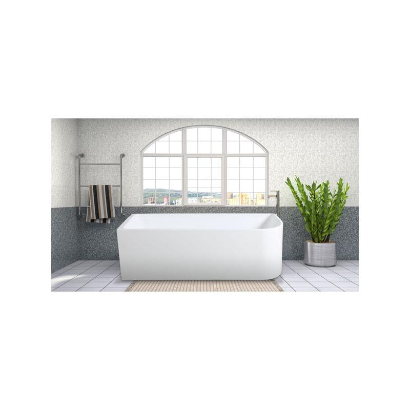 Left Corner Acrylic Gloss White Back To Wall Bathtub Without Overflow 510mm Height