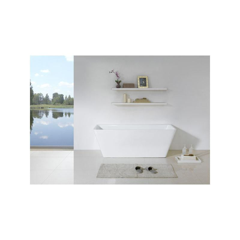 Acrylic Gloss White Back To Wall Bathtub  Without Overflow 1575mm Length