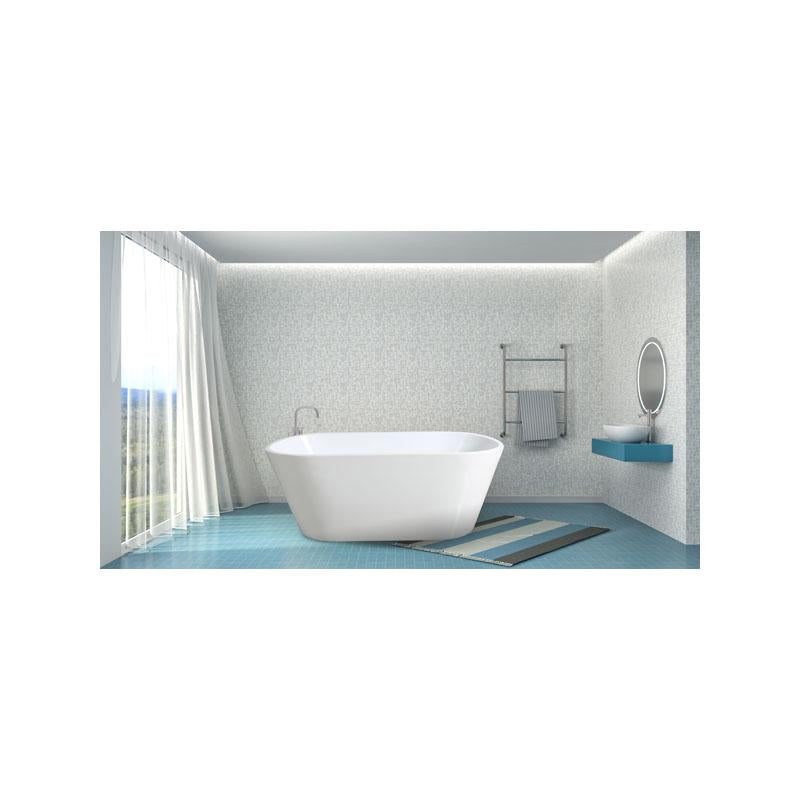 Leo Acrylic Oval Gloss White Freestanding Bathtub Without Overflow 1390mm Length