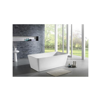 Virgo Acrylic Square Gloss White Freestanding Bathtub Without Overflow 1498mm Length