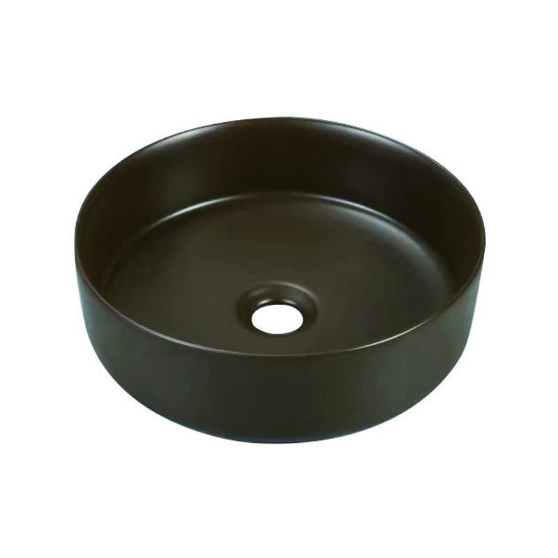 Round Above Counter Fine Ceramic Matte Brown Basin 355x355x120mm