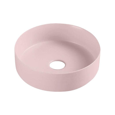 Round Above Counter Fine Ceramic Matte Pink Basin 346x346x114mm