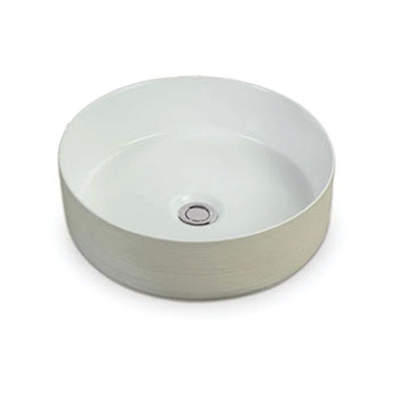 Round Above Counter Fine Ceramic Gloss White Inside And Silky Creamy Outside Outside Basin 355x355x115mm