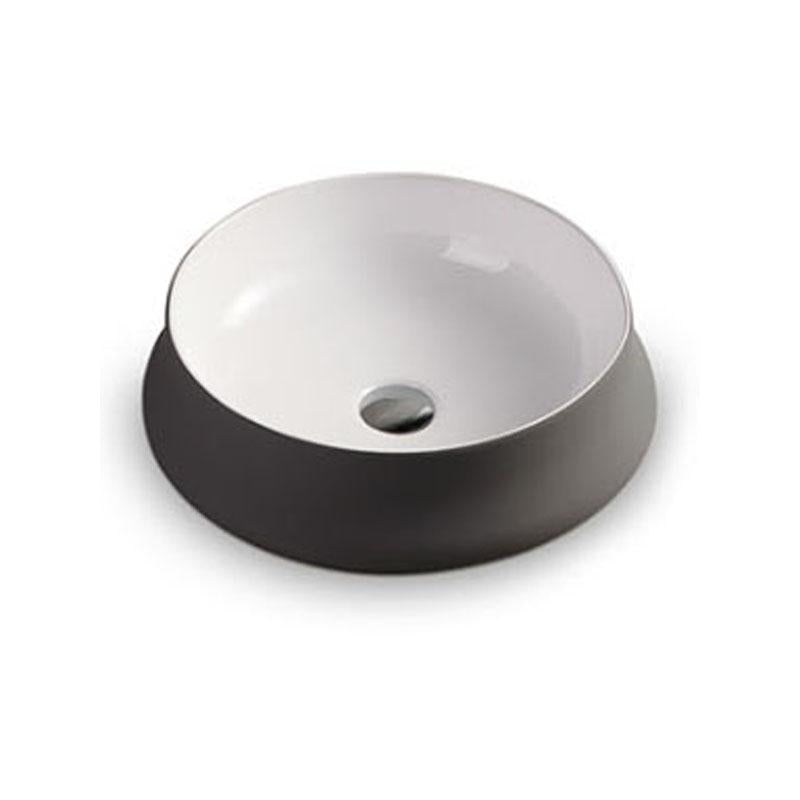 Above Counter Fine Ceramic White Glossy Grey  Silicone Basin 455x455x155mm