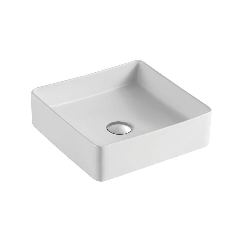 Square Above Counter Fine Ceramic Matte White Basin 405x405x130mm