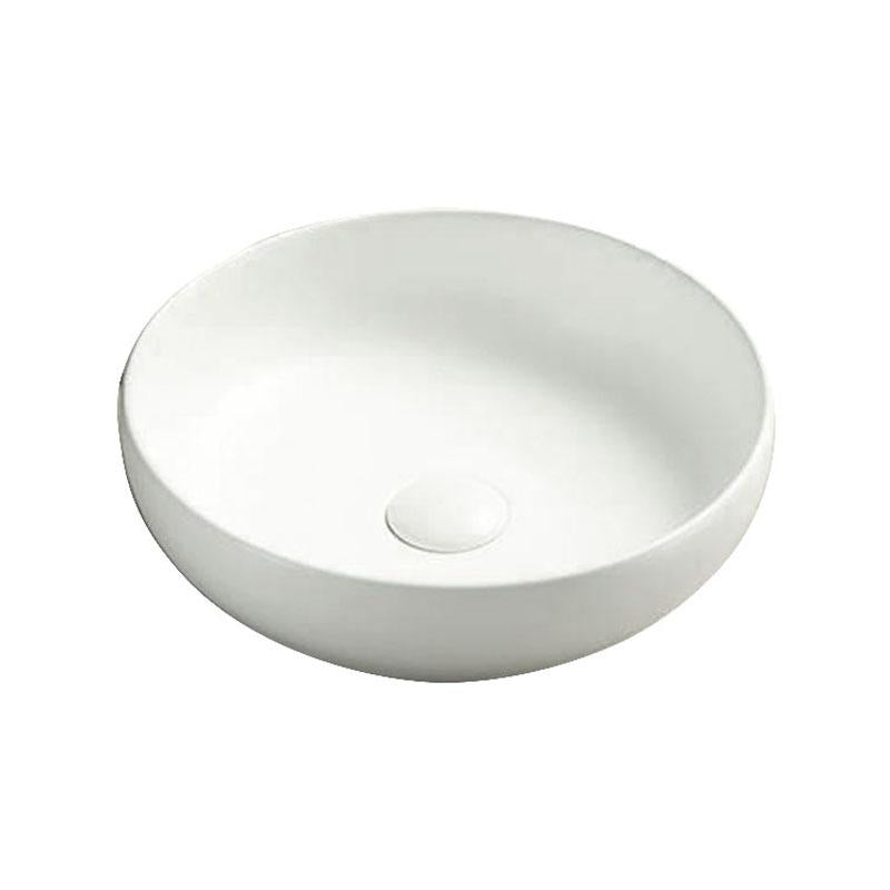 Round Above Counter Fine Ceramic Matte White Fine Ceramic Basin 370x370x110mm