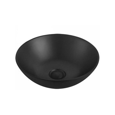 Round Above Counter Matte Black Fine Ceramic Basin 405x405x115mm