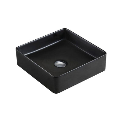 Square Above Counter Matte Black Fine Ceramic Basin 360x360x110mm