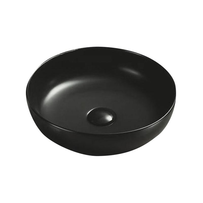 Round Above Counter Matte Black Fine Ceramic Basin 370x370x110mm