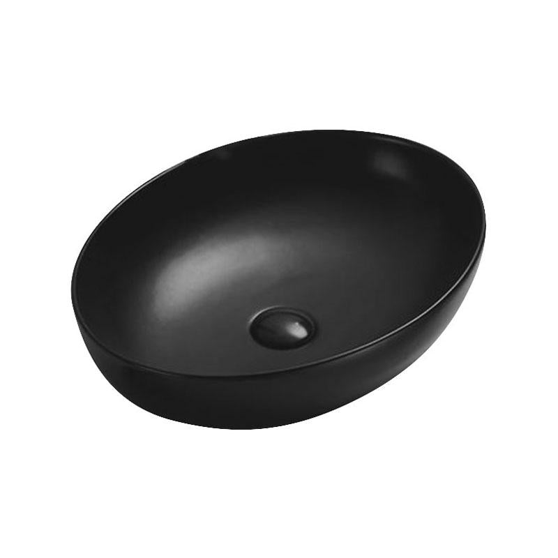 Oval Above Counter Matte Black Fine Ceramic Basin 520x395x130mm