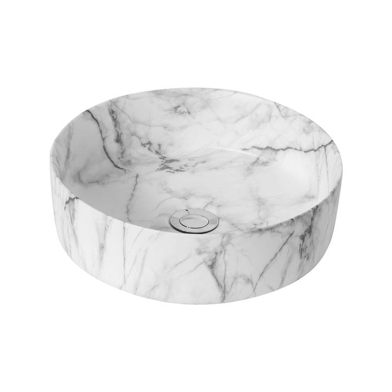 Round Above Counter Ultra Slim Matte White Carrara Fine Ceramic Basin 355x355x115mm