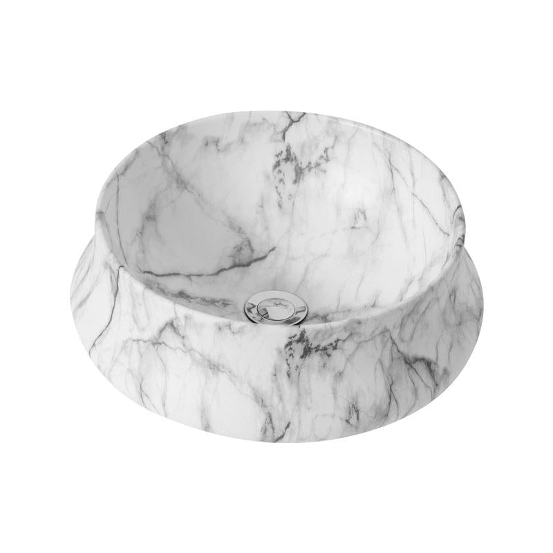 Round  Above Counter Ultra Slim Matte White Carrara Fine Ceramic Basin 400x400x140mm