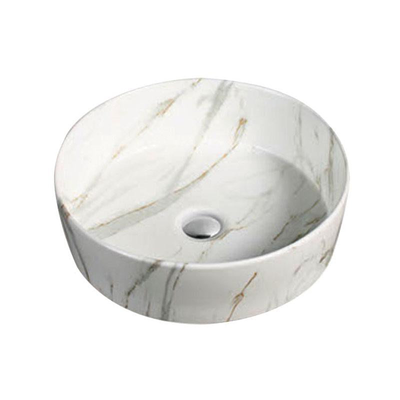 Round  Above Counter Ultra Slim Gloss White Carrara Fine Ceramic Basin 400x400x150mm