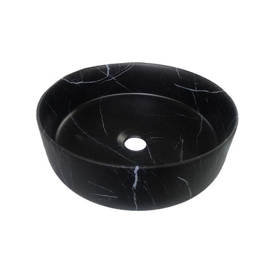 Round Marble Above Counter Matte Black Art Fine Ceramic Basin 355x355x120mm