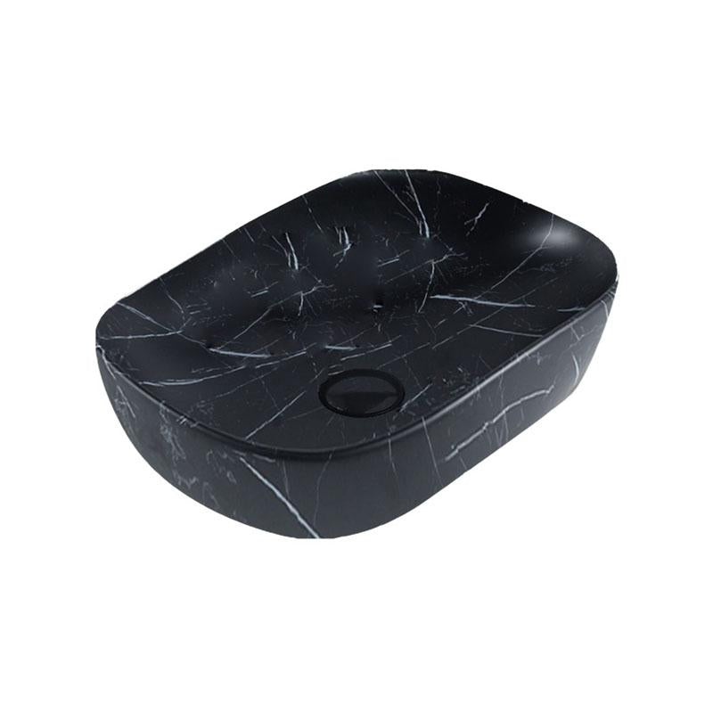 Rectangular Marble Above Counter Matte Black Art Fine Ceramic Basin 465x320x137mm