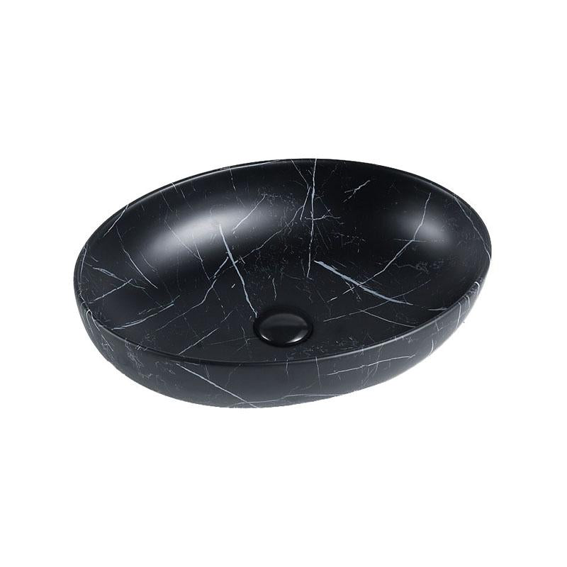 Oval Marble Above Counter Matte Black Art Fine Ceramic Basin 520x395x130mm