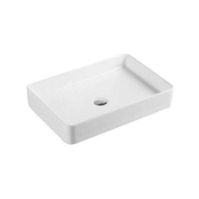 Rectangular Above Counter Gloss White Ultra Slim Fine Ceramic Basin 605x405x115mm