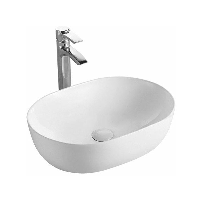 Oval Above Counter Gloss White Ultra Slim Fine Ceramic Basin 490x350x135mm
