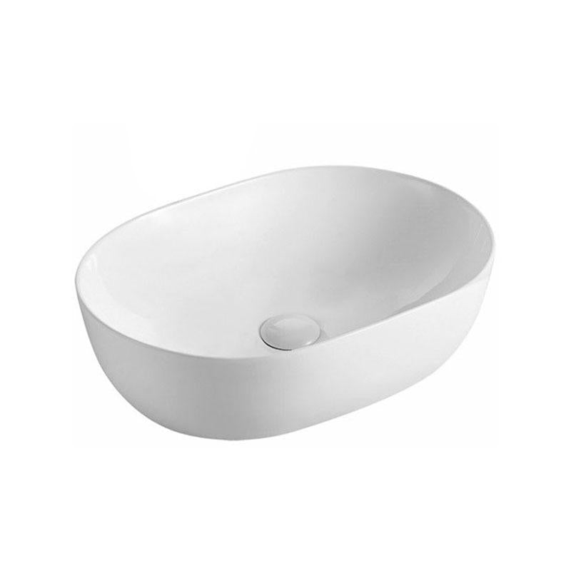 Oval Above Counter Gloss White Ultra Slim Fine Ceramic Basin 490x350x135mm