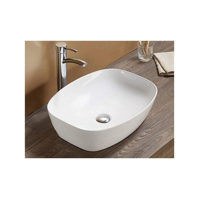 Rectangular Round-Edged Above Counter Gloss White Ultra Slim Fine Ceramic Basin 505x385x135mm
