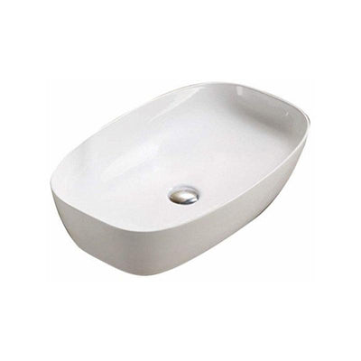 Rectangular Round-Edged Above Counter Gloss White Ultra Slim Fine Ceramic Basin 600x380x135mm