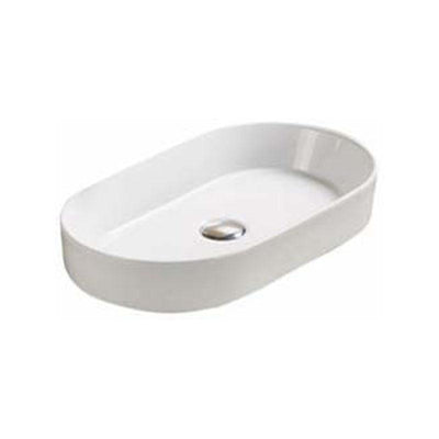 Rectangular Oval Above Counter Gloss White Ultra Slim Fine Ceramic Basin 525x300x115mm