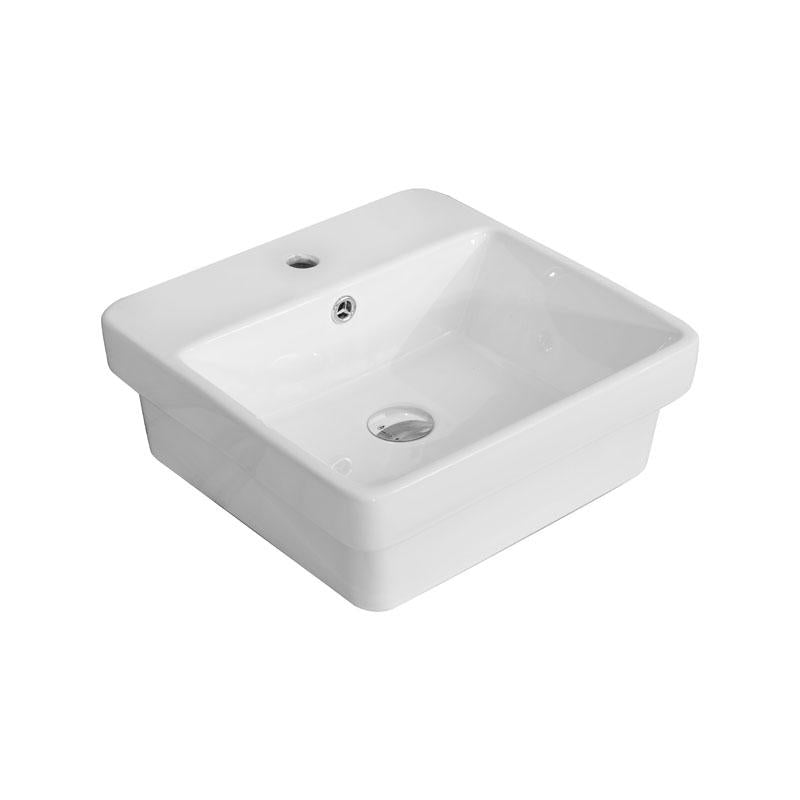 Square Insert Style Gloss White Ultra Slim Fine Ceramic Basin 410x410x155mm