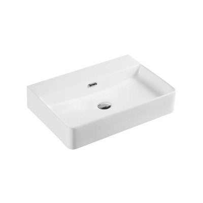 Rectangular Wall Hung/Above Counter Gloss White Ultra Slim Fine Ceramic Basin 600x420x135mm