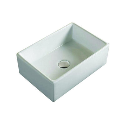 Rectangular Above Counter Gloss White Fine Ceramic Basin 460x330x160mm
