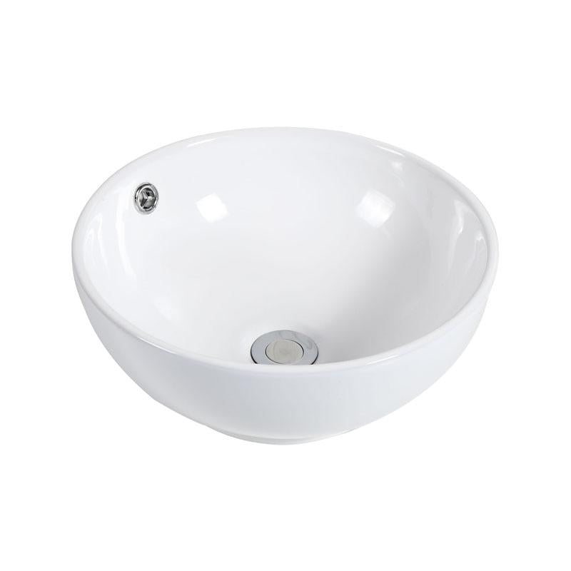 Round Above Counter Gloss White Fine Ceramic Basin 385x385x150mm