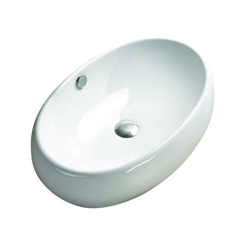 Oval Above Counter Gloss White Fine Ceramic Basin 600x400x150mm