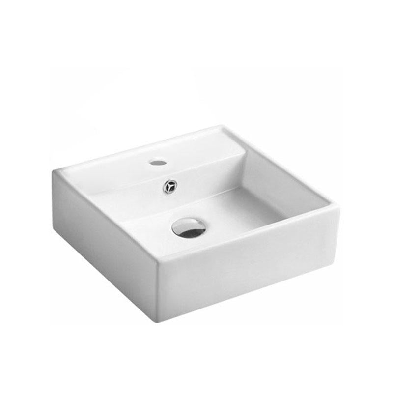 Square Wall Hung / Above Counter Gloss White Fine Ceramic Basin 380x380x120mm