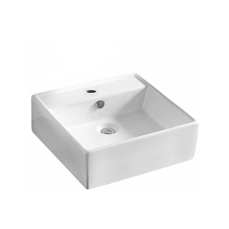 Square Wall Hung / Above Counter Gloss White Fine Ceramic Basin 460x460x150mm