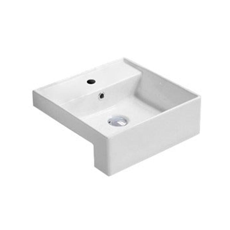 Square Semi Recess Gloss White Fine Ceramic Basin 410x410x140mm
