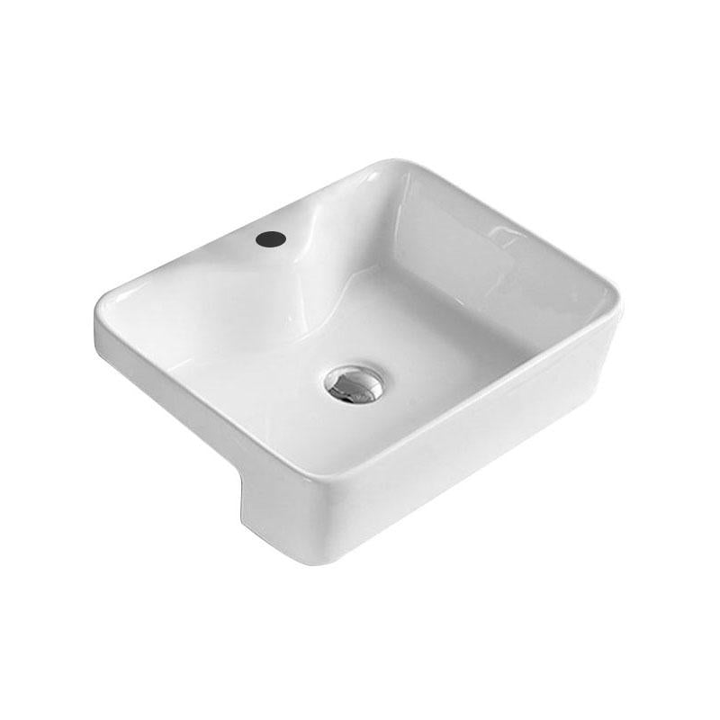 Rectangular Semi Recess Gloss White Fine Ceramic Basin 480x370x130mm
