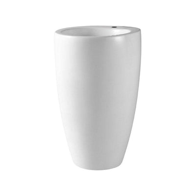 Round Shape Freestanding Gloss White Fine Ceramic Pedestal Basin 550x515x850mm