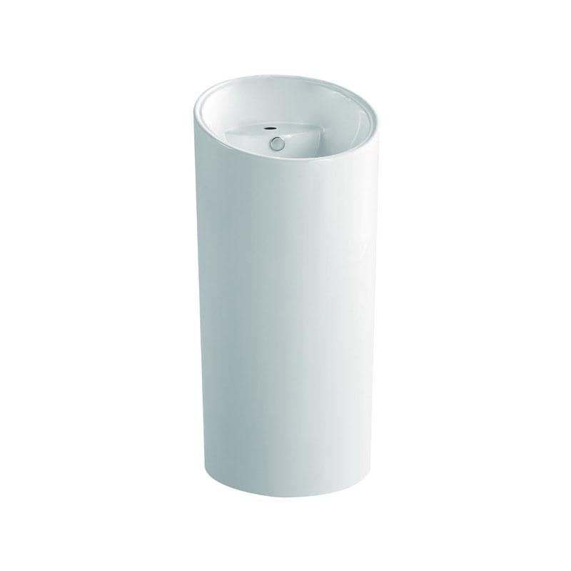 Round Freestanding Gloss White Fine Ceramic Pedestal Basin 460x480x960mm