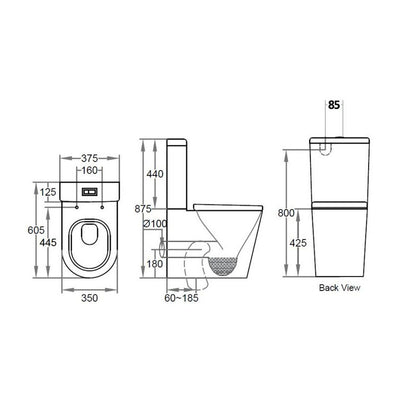 Alex Compact Rimless Back To Wall Toilet Suite