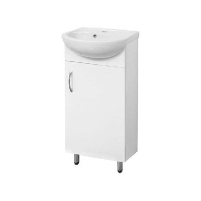 Bathroom Freestanding Right Hinge White Polyurethane MDF Vanity With Ceramic Top 460x360x870mm