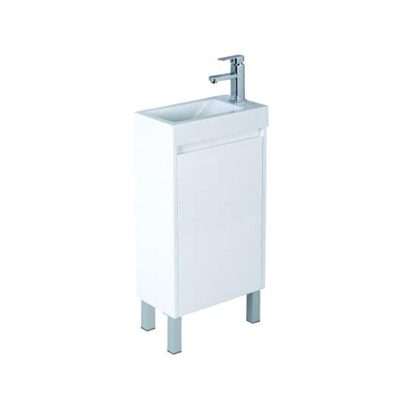 Bathroom Freestanding Left Hand Hinge White Polyurethane PVC Compact Cabinet With Poly Marble Top Without Overflow 450x250x880mm