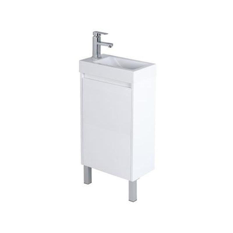 Bathroom Freestanding Right Hand Hinge White Polyurethane PVC Compact Cabinet With Poly Marble Top Without Overflow 450x250x880mm