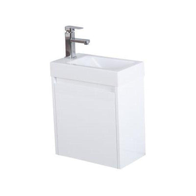 Bathroom Wall Hung Right Hand Hinge White Polyurethane PVC Compact Cabinet With Poly Marble Top 450x250x530mm