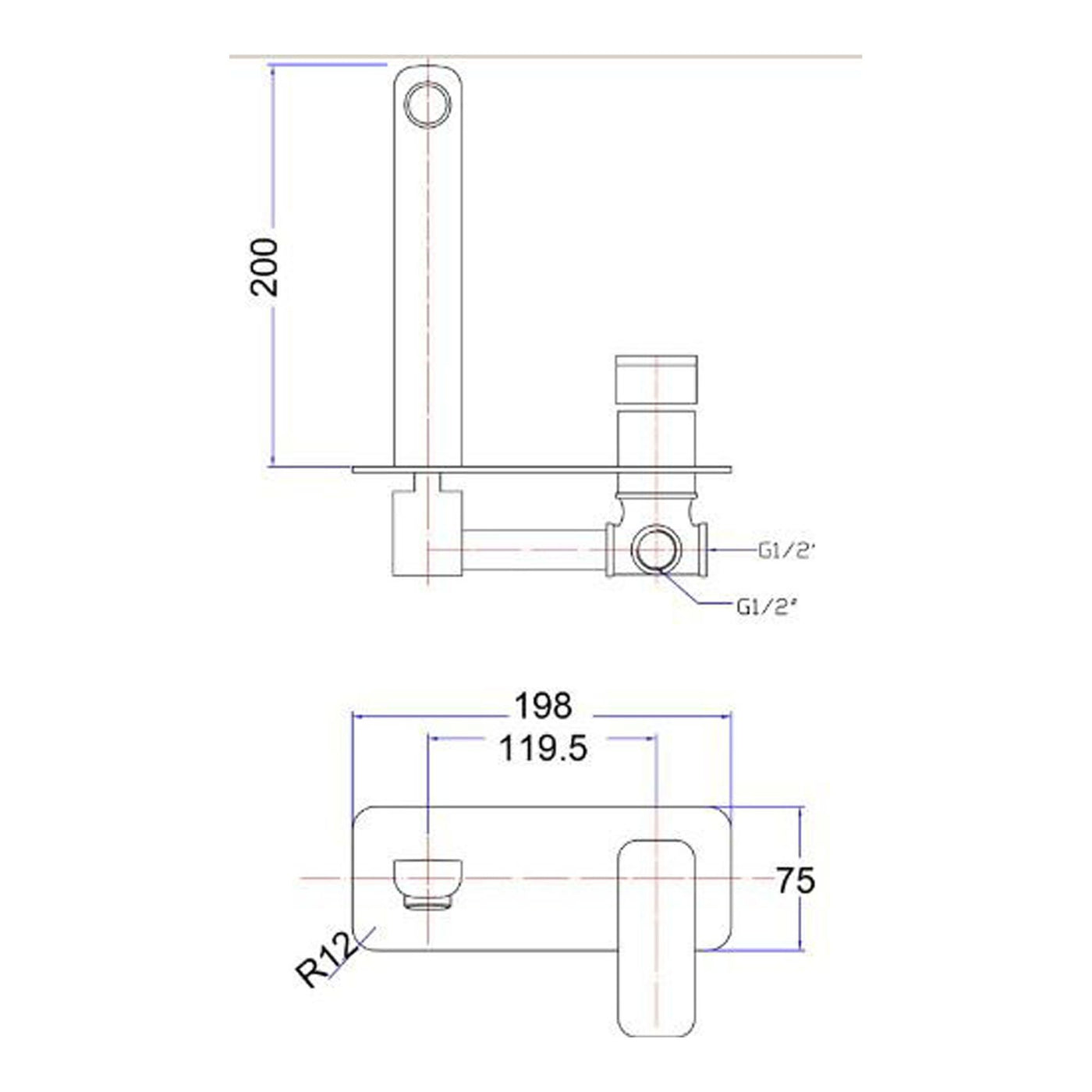 Kompakt Eckig Bath/Basin Shower Mixer