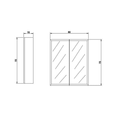 Bathroom Bevel Edge MDF Polyurethane white Double Doors 600* 720*150mm