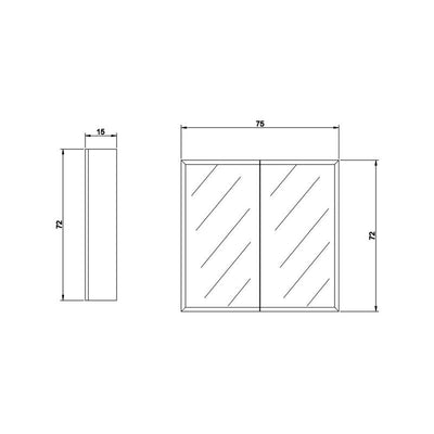 Bathroom Bevel Edge MDF Polyurethane white Double Doors 750* 720*150mm