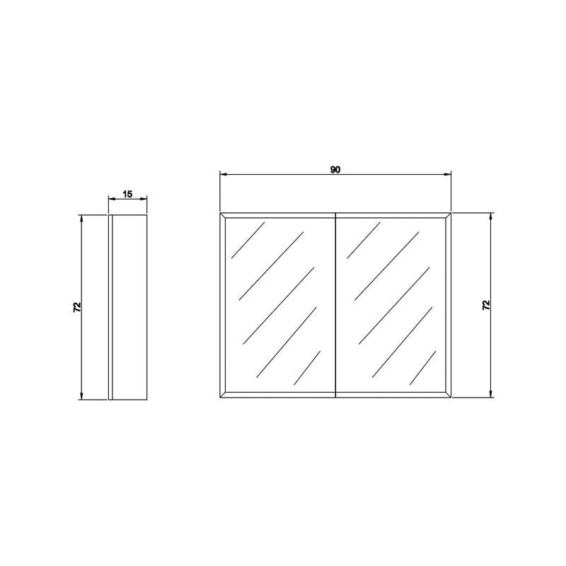 Bathroom Bevel Edge MDF Polyurethane white Double Doors 900* 720*150mm