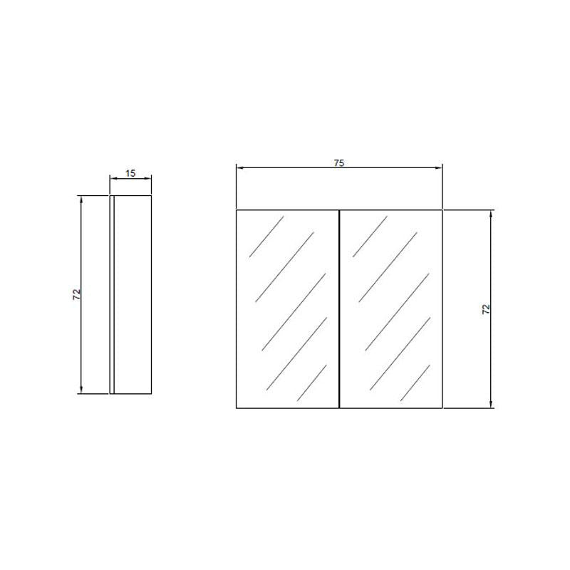 Bathroom Pencil edge MDF Polyurethane white  Double Doors 750* 720*150mm
