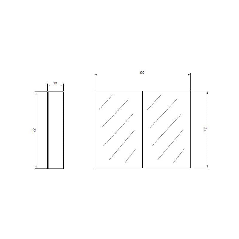 Bathroom Pencil edge MDF Polyurethane white Double Doors 900* 720*150mm