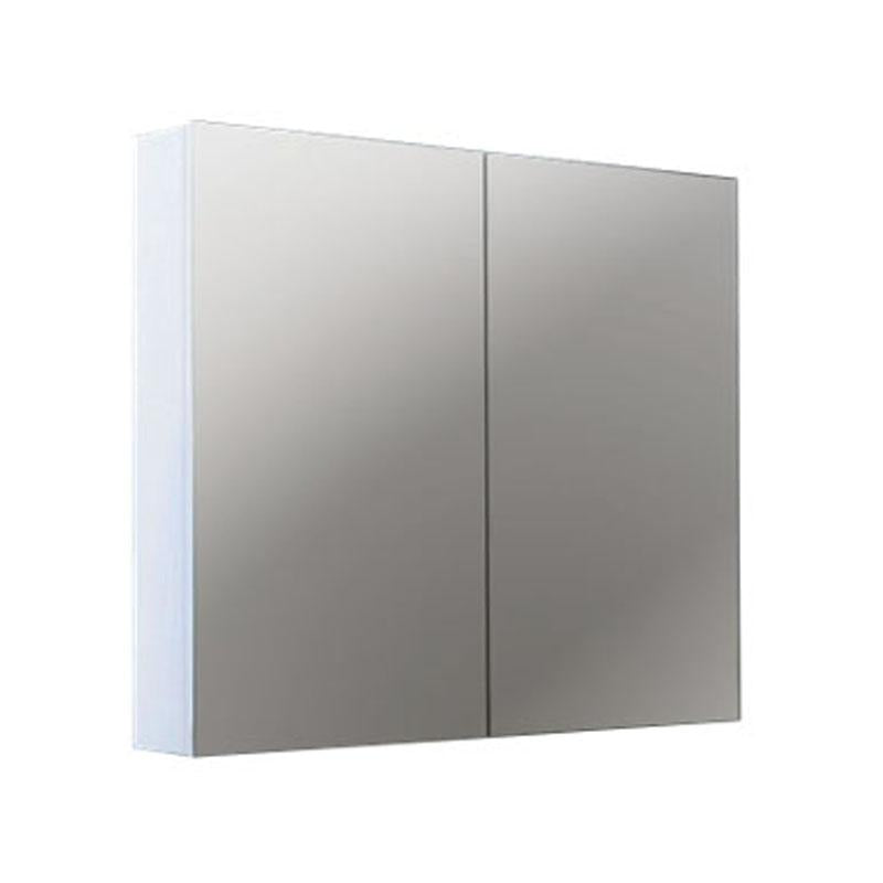Bathroom Pencil edge PVC Polyurethane White Shaving cabinet Double Doors 750*750*155mm