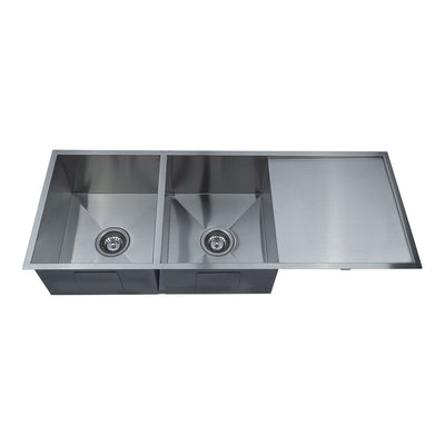 Earth Quad Under/Overmount Double Bowl Sink With Drainer